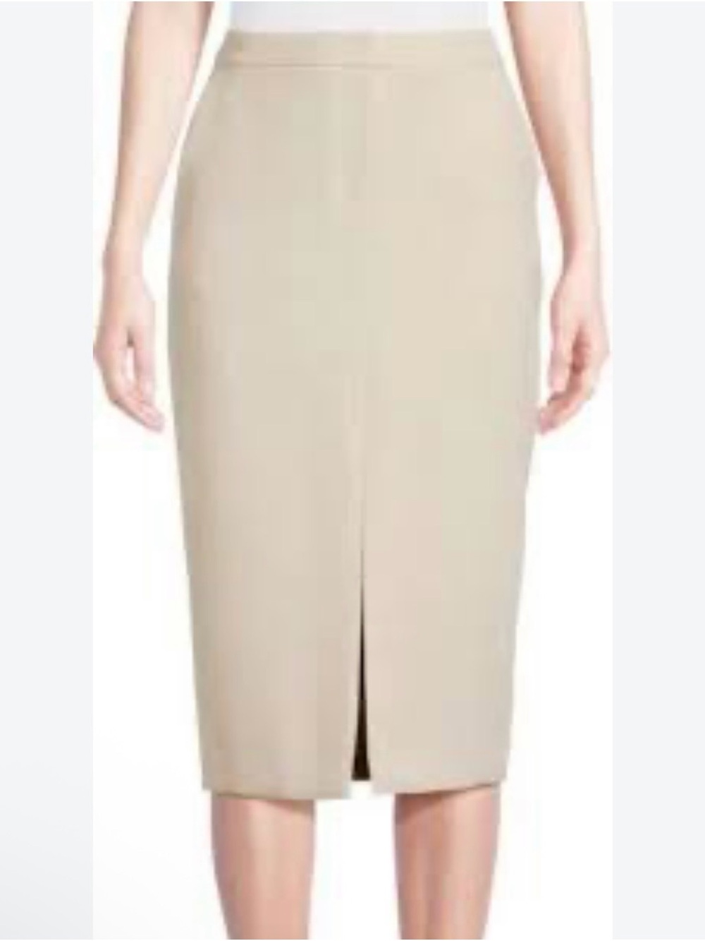DKNY Tailored Beige Pencil Skirt with Center Slit Size 6 NEW
